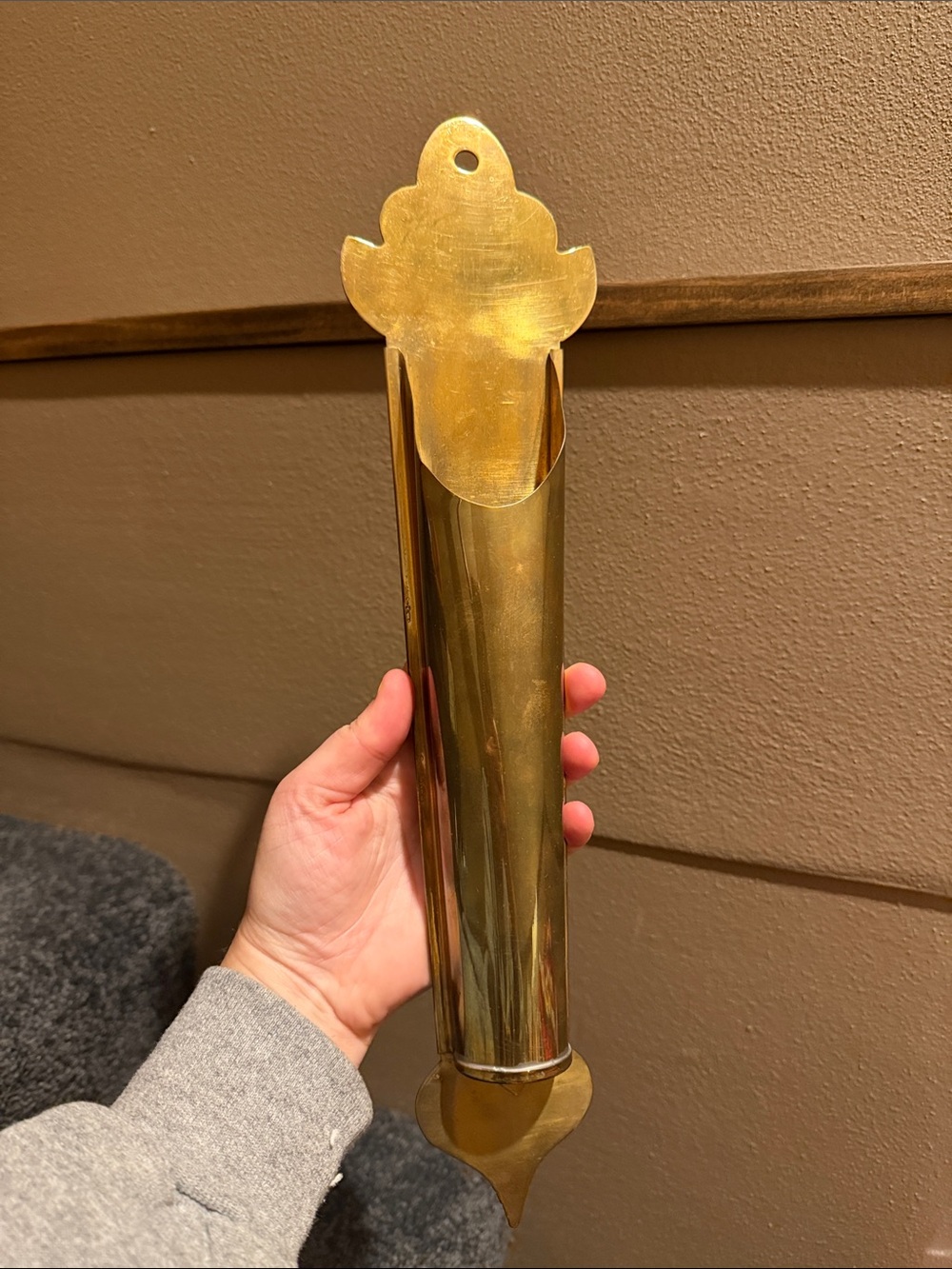 Vintage Brass Fireplace Match Holder Wall Hanging